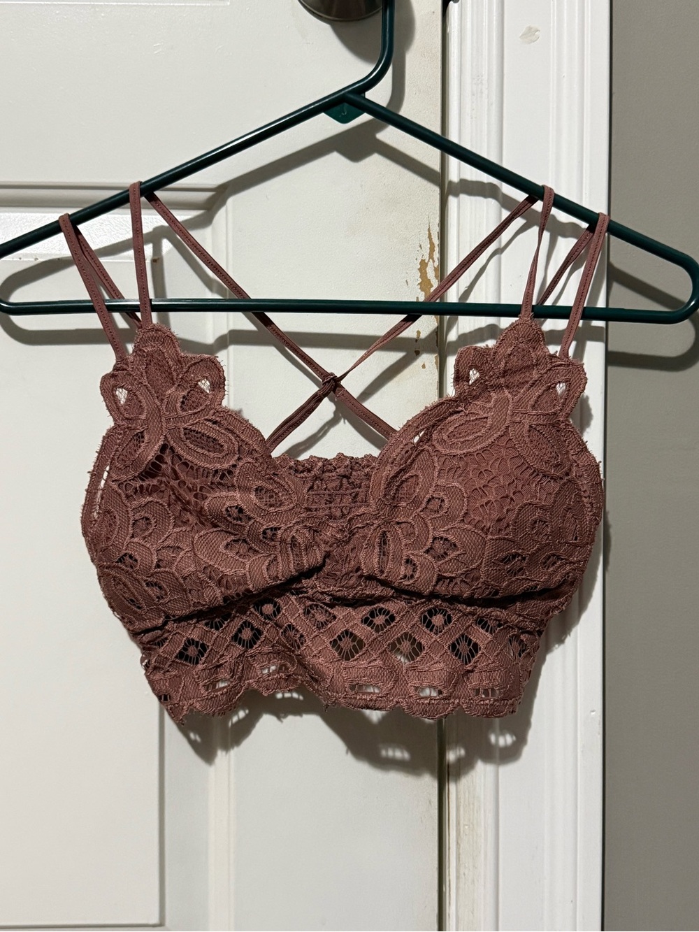 Anemone Rose Brown Floral Lace Bralette with Strappy Back